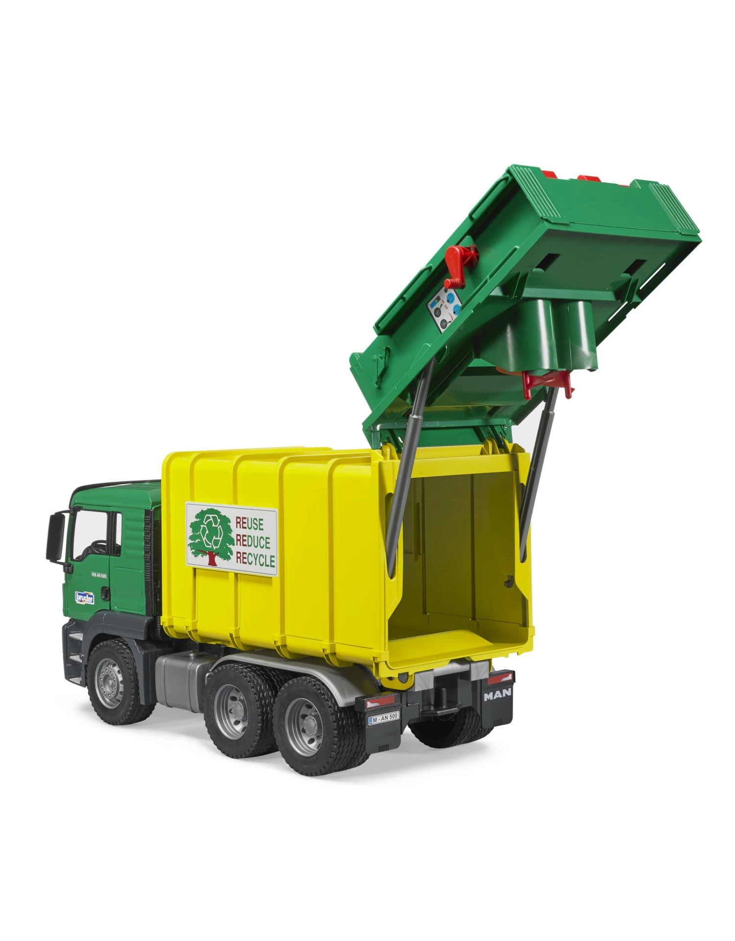 Bruder 03764 MAN TGS Vuilniswagen Met Achterlader, Geel/Groen (1:16) 5 Bruder 03764 MAN TGS Vuilniswagen Met Achterlader, Geel/Groen (1:16) - Afbeelding 5
