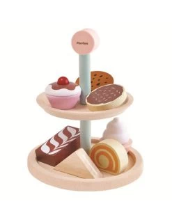 Plan Toys Bakery Stand Set - Houten Etagère Met Patisserie