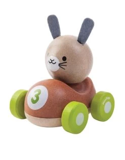 Plan Toys Houten Speelvoertuig Auto Konijn - Bunny Racer